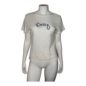 NFL Indianapolis Colts Women's Fancy Tee T-Shirt White Blue Sparkle XL NWT